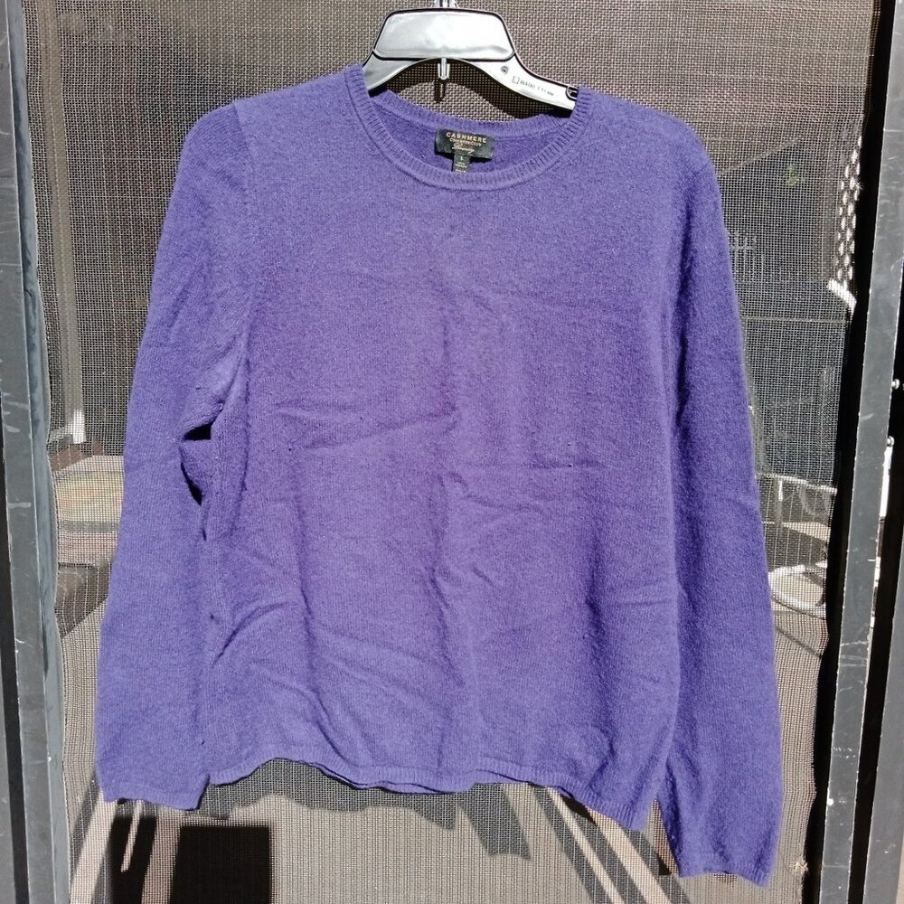 Charter Club Cashmere Sweater Long Sleeve Crew Neck Purple L